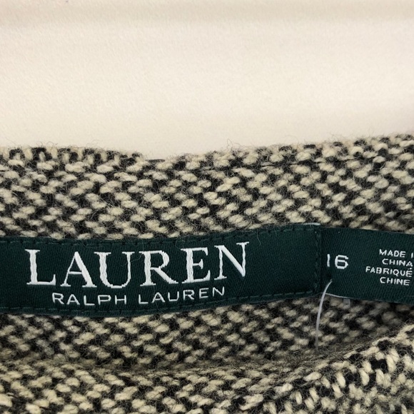 Ralph Lauren Faux Leather Trim Wool Tweed Skirt - Picture 5 of 8